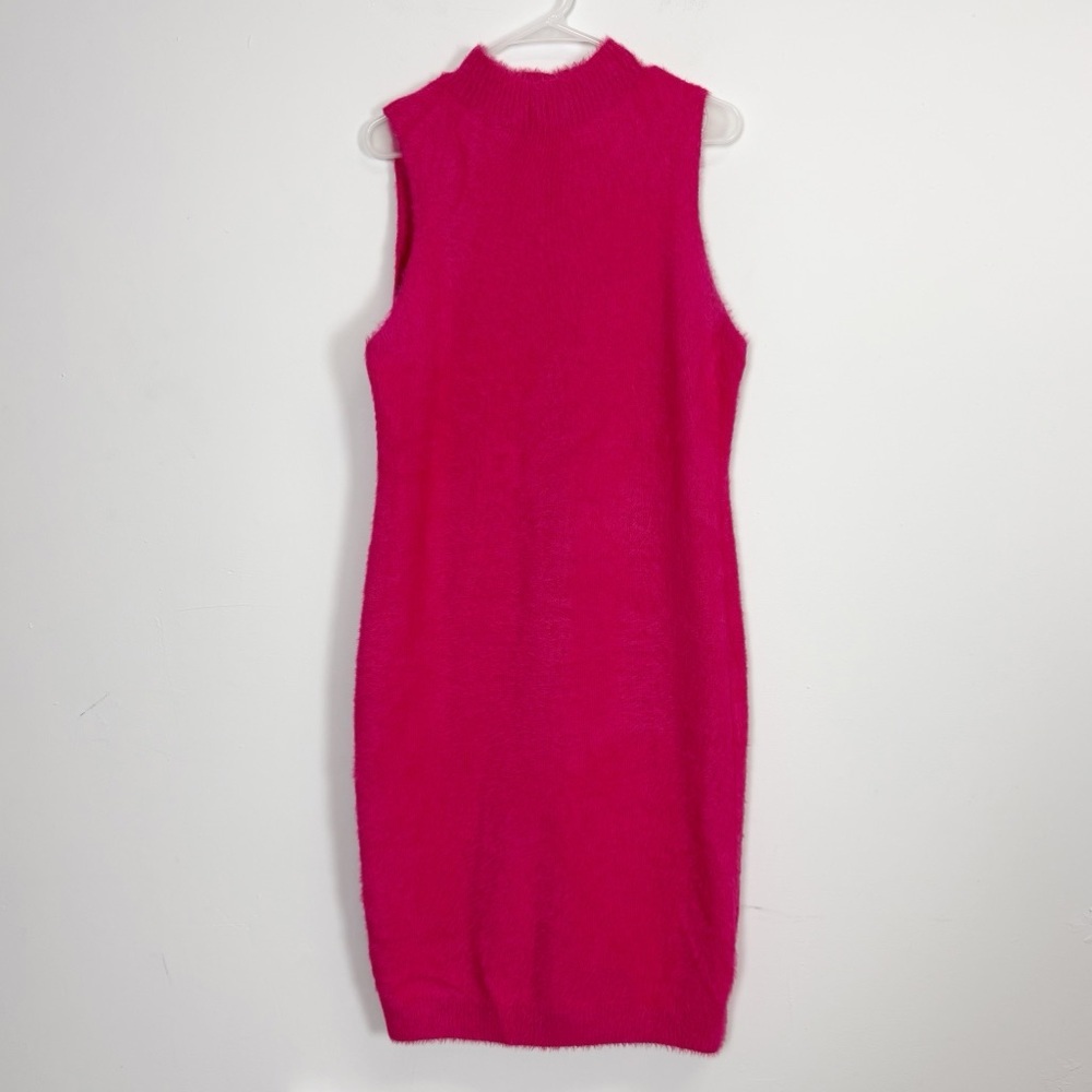 StyleWe Sweater Dress Womens 2XL Pink Sleeveless Mock Neck Fuzzy Knit Sleeveless